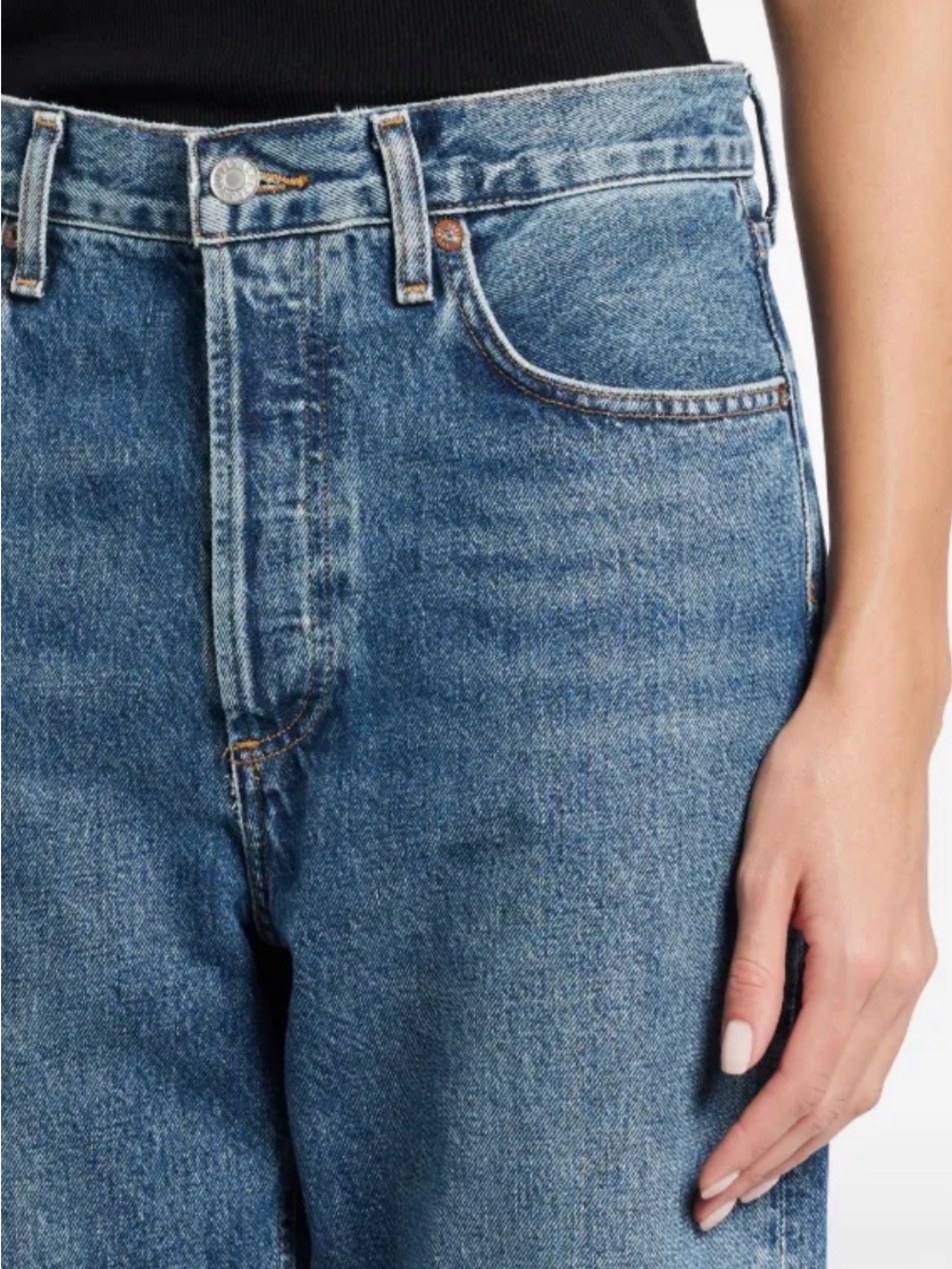 Agolde Fran Button-Fly Medium Wash Blue Jeans Size 28 - Picture 13 of 15